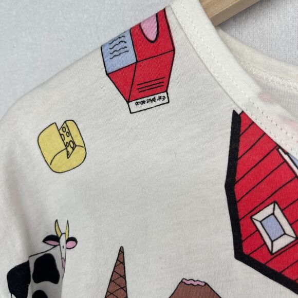 ST. EVE Nightgown One Size Cow Barn Cheese Farm Pajama Shirtdress Cotton White - Picture 7 of 11